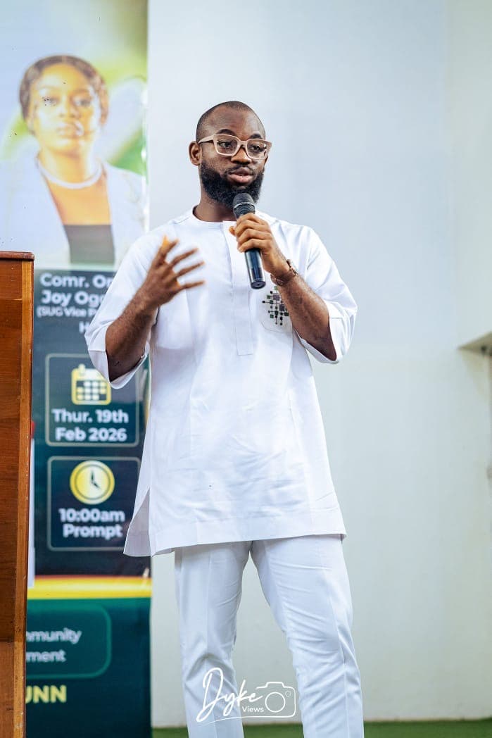 David Ejere speaking at a student seminar